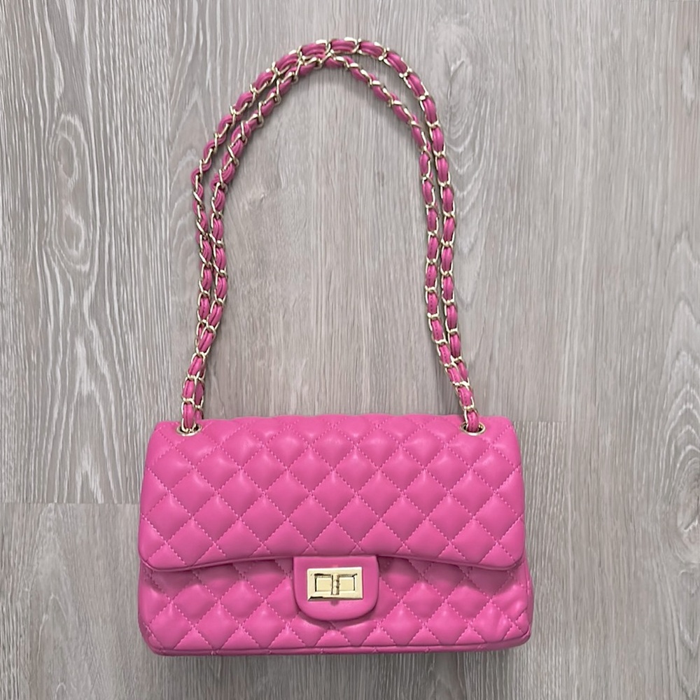 Purple-y Pink Quilted Leather Bag
